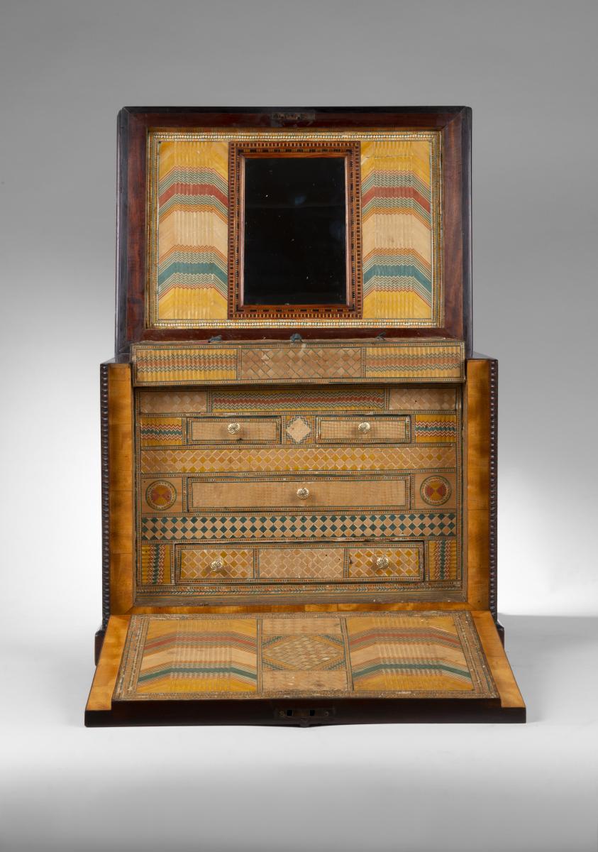 Regency mahogany and satinwood jewellery box