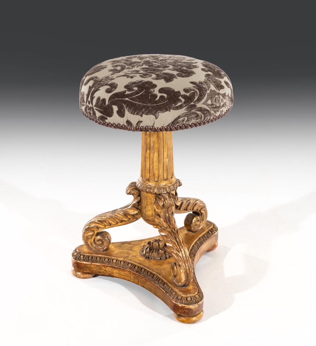Giltwood Carved Piano Stool