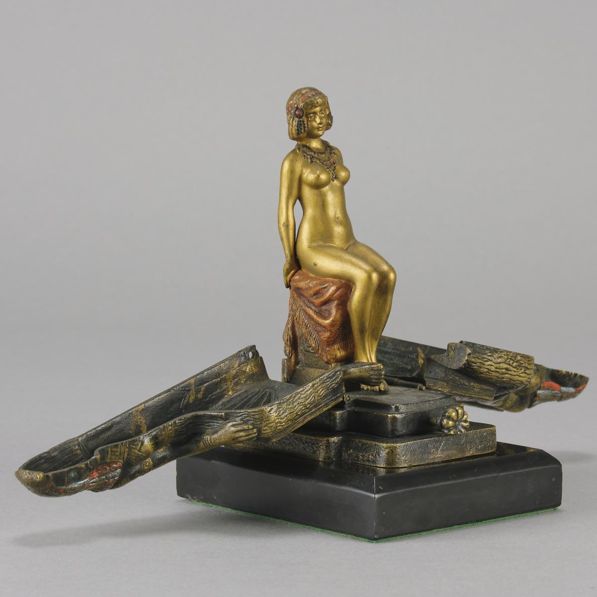 Early 20th Century Cold-Painted Bronze entitled Egyptian Deity by Franz Bergman