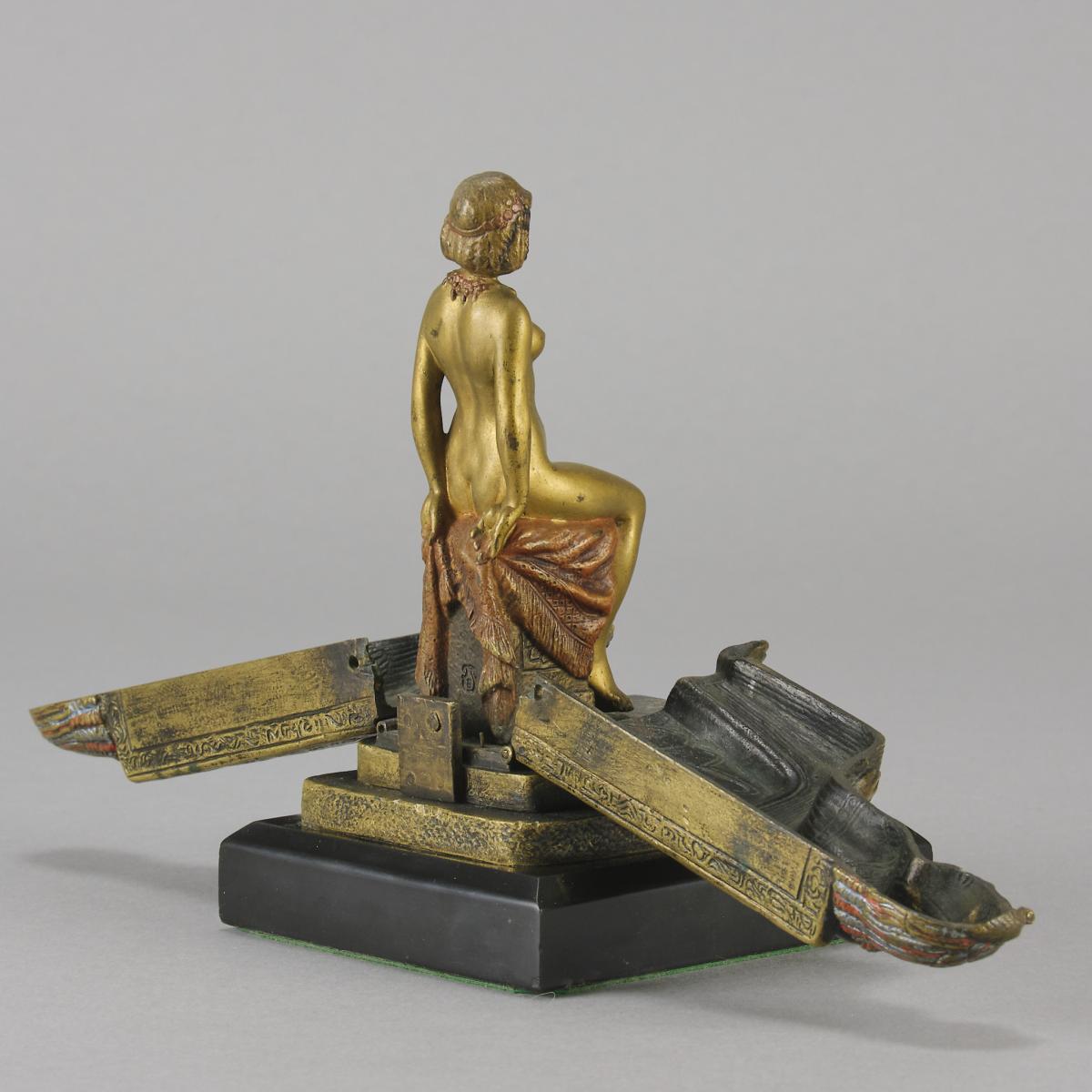 Early 20th Century Cold-Painted Bronze entitled Egyptian Deity by Franz Bergman