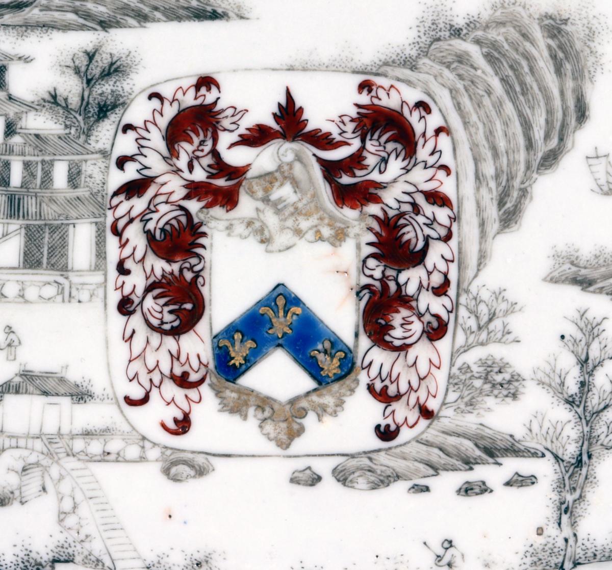 18th-century Yongzheng Chinese Export Porcelain Plate with Arms of Elwick of Middlesex
