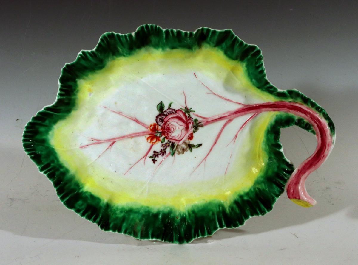 Chelsea Porcelain Tromp L'oeil Leaf Dish, Red Anchor Period, Circa 1755-60
