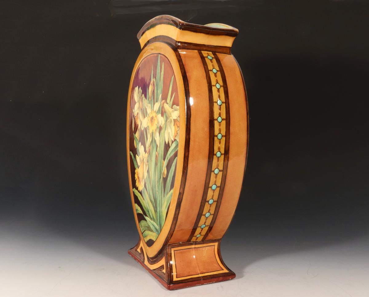 Doulton Faience Shaped Botanical Pottery Vase