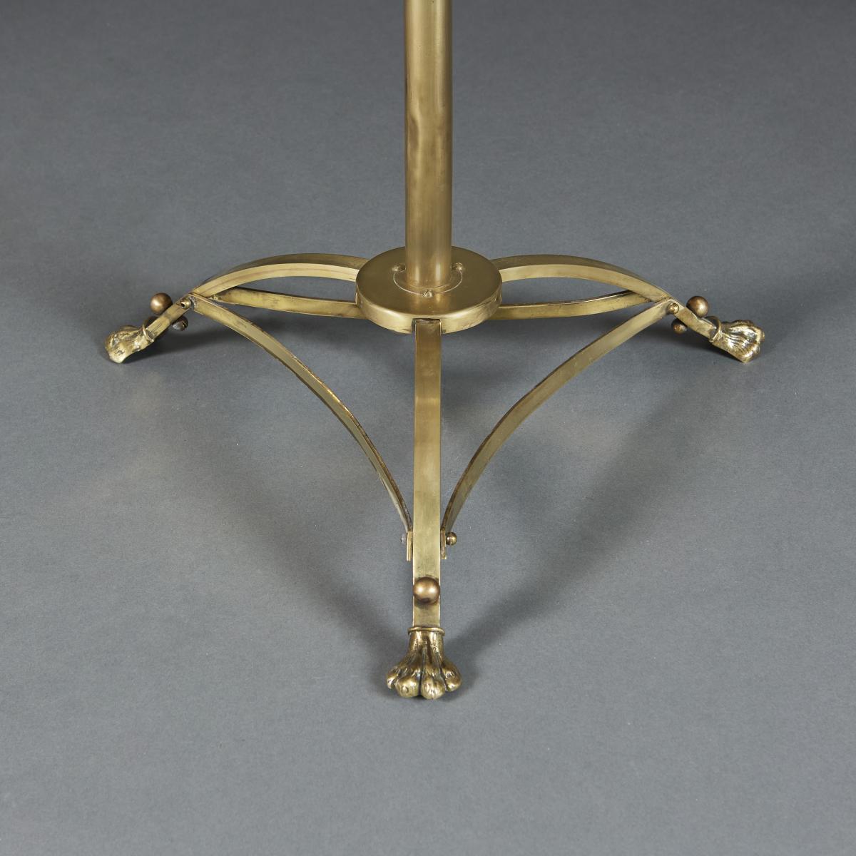 Edwardian Brass Tripod Floor Lamp