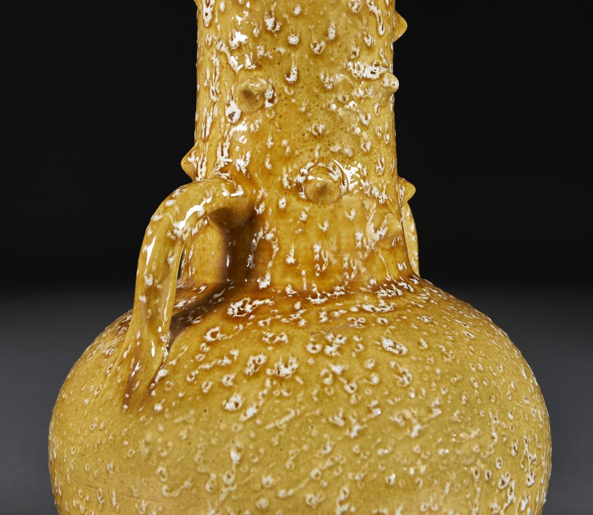 Mid 20th Century Yellow Art Pottery Vase as a Lamp