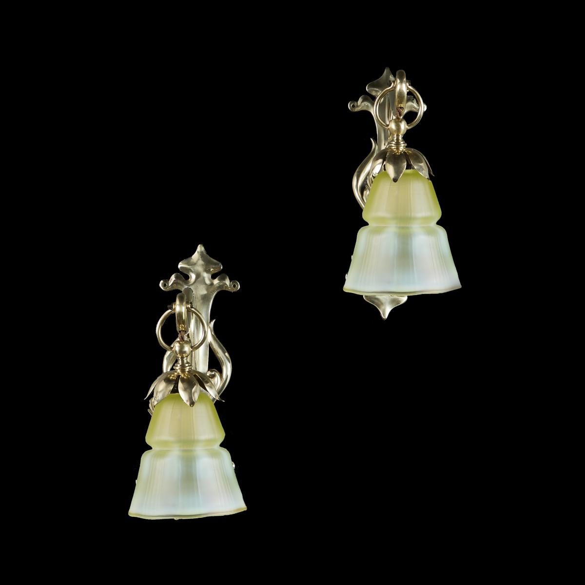 A Pair of Brass Wall Lights By W.A.S Benson