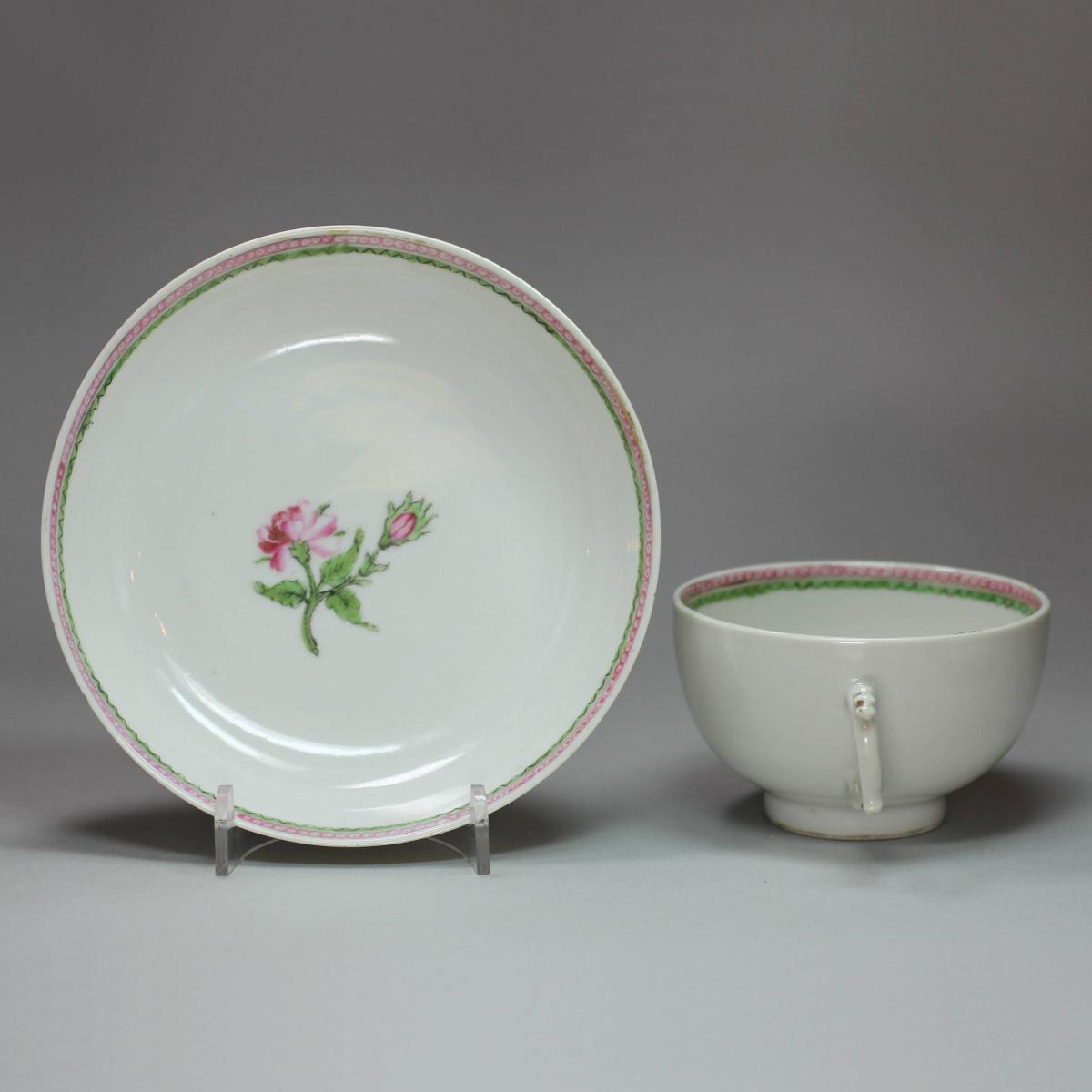 Side of famille rose Qianlong teacup and saucer