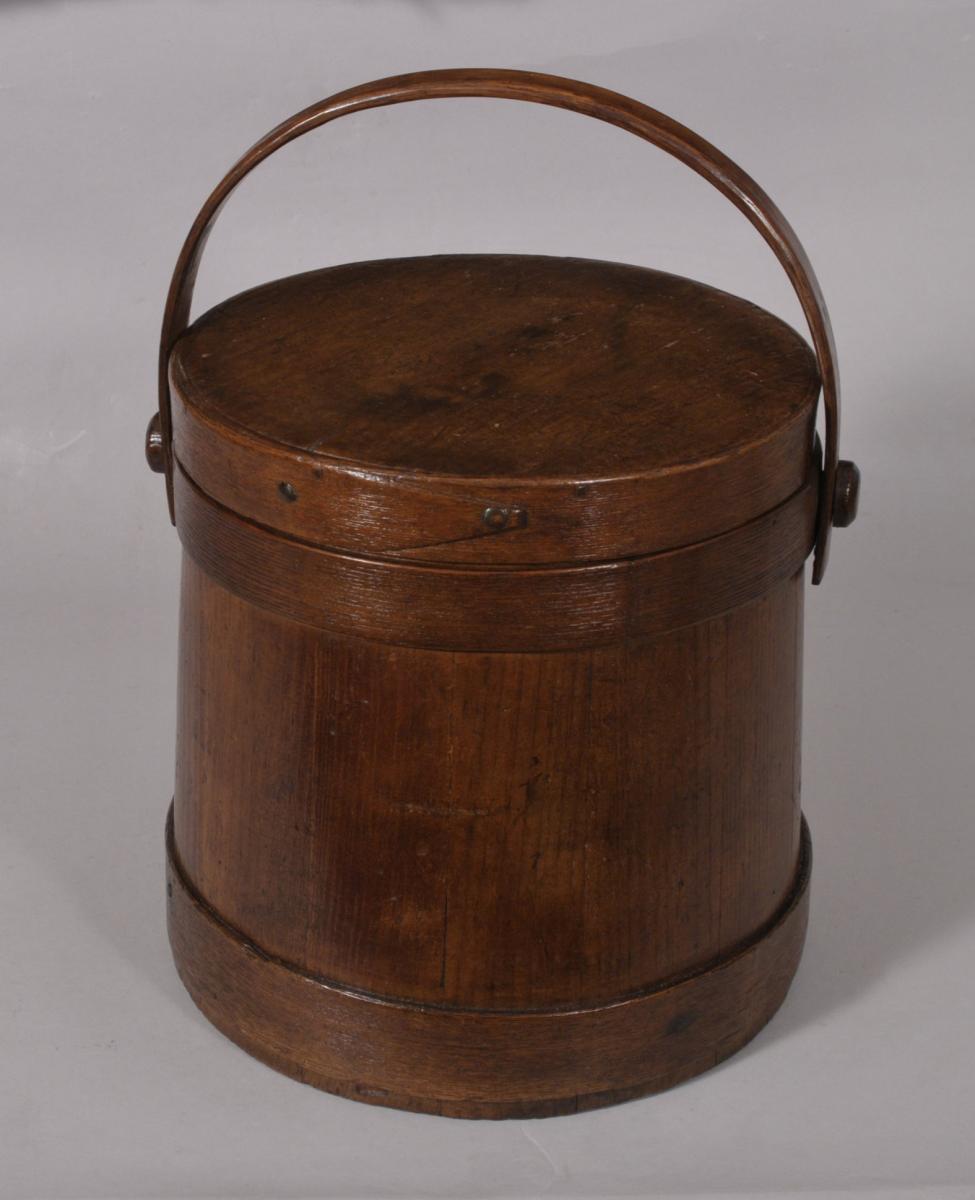 S/5589 Antique Treen 19th Century Pine Flour Barrel