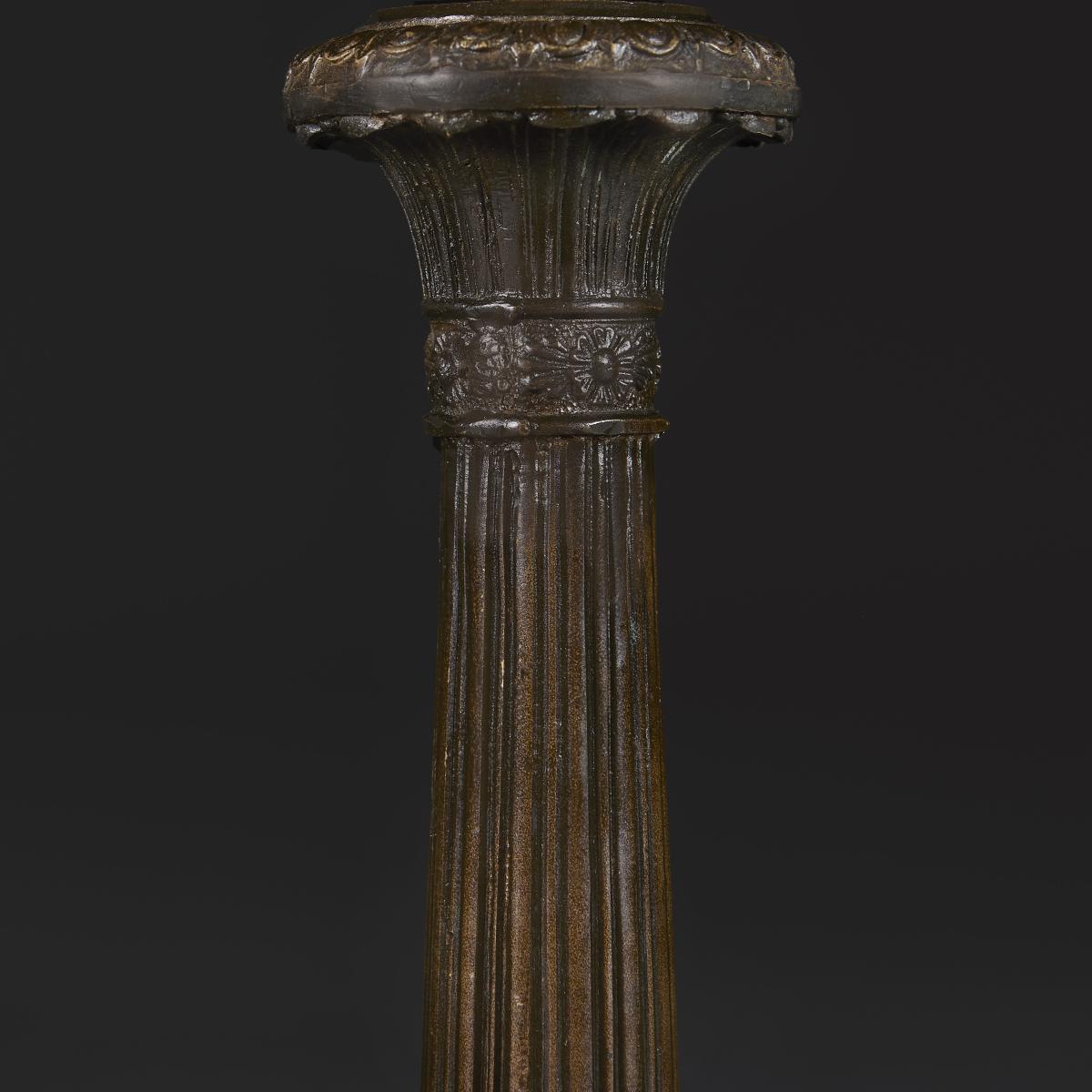 19th Century Bronze Column Lamps