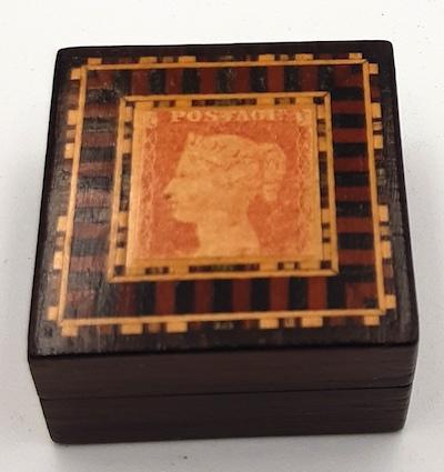 Tunbridge ware Stamp Box by Nye