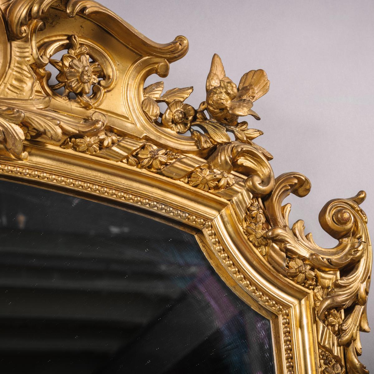 Napoleon III Giltwood and Gilt-Gesso Overmantel Mirror