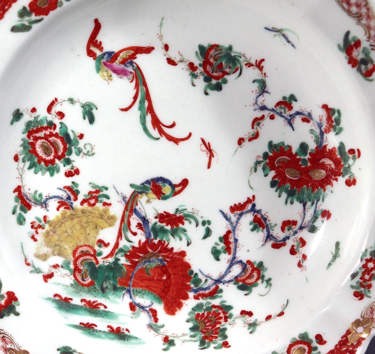 First Period Worcester Porcelain "Phoenix" Pattern Dessert Plate, Circa 1770
