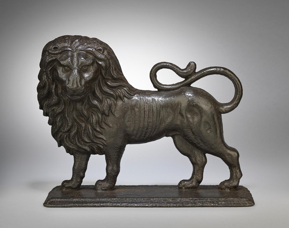 With Flowing Mane and Upright Scrolled Tail Solid Cast Iron with Traces of Historic Paint English, c.1840