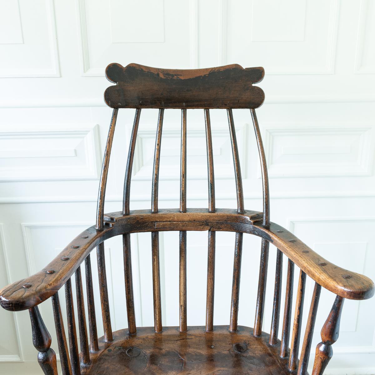 A Rare George III Lobster-Pot Comb Back Armchair, South Wales, Swansea Valley, circa 1790