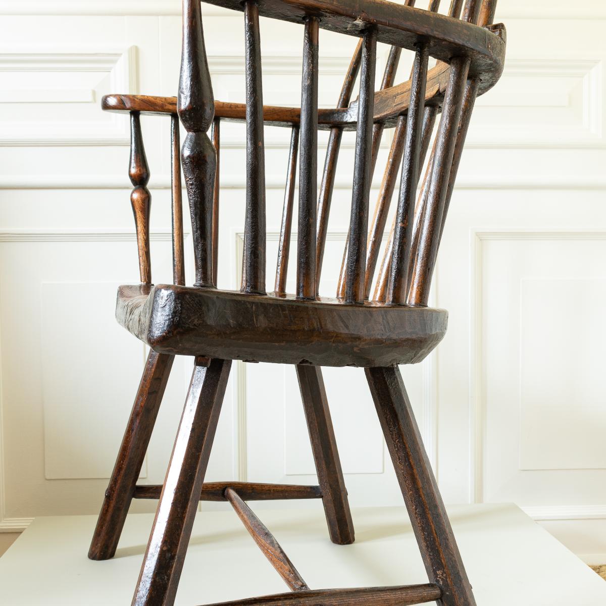 A Rare George III Lobster-Pot Comb Back Armchair, South Wales, Swansea Valley, circa 1790
