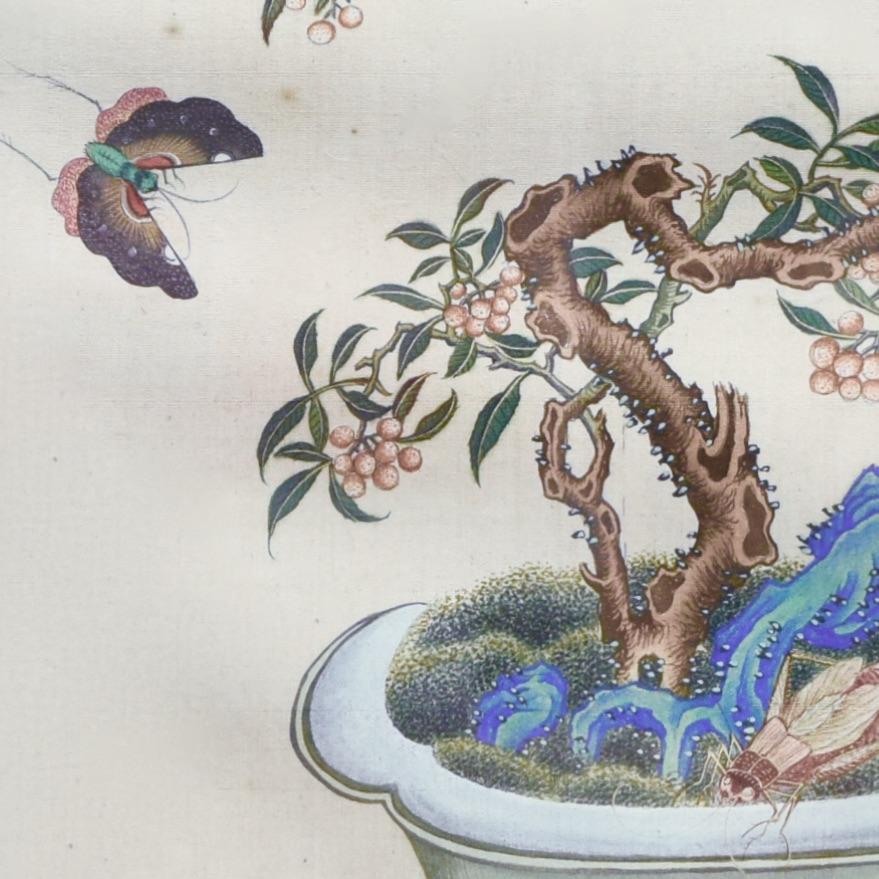 set of six Chinese paintings on silk