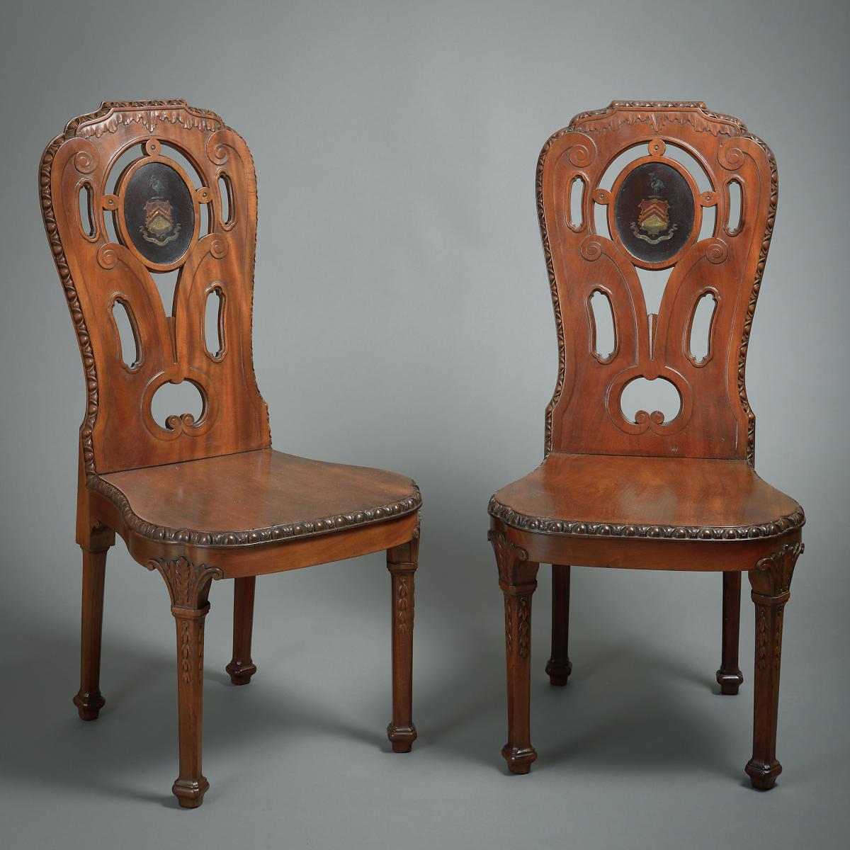 George II mahogany hall chairs