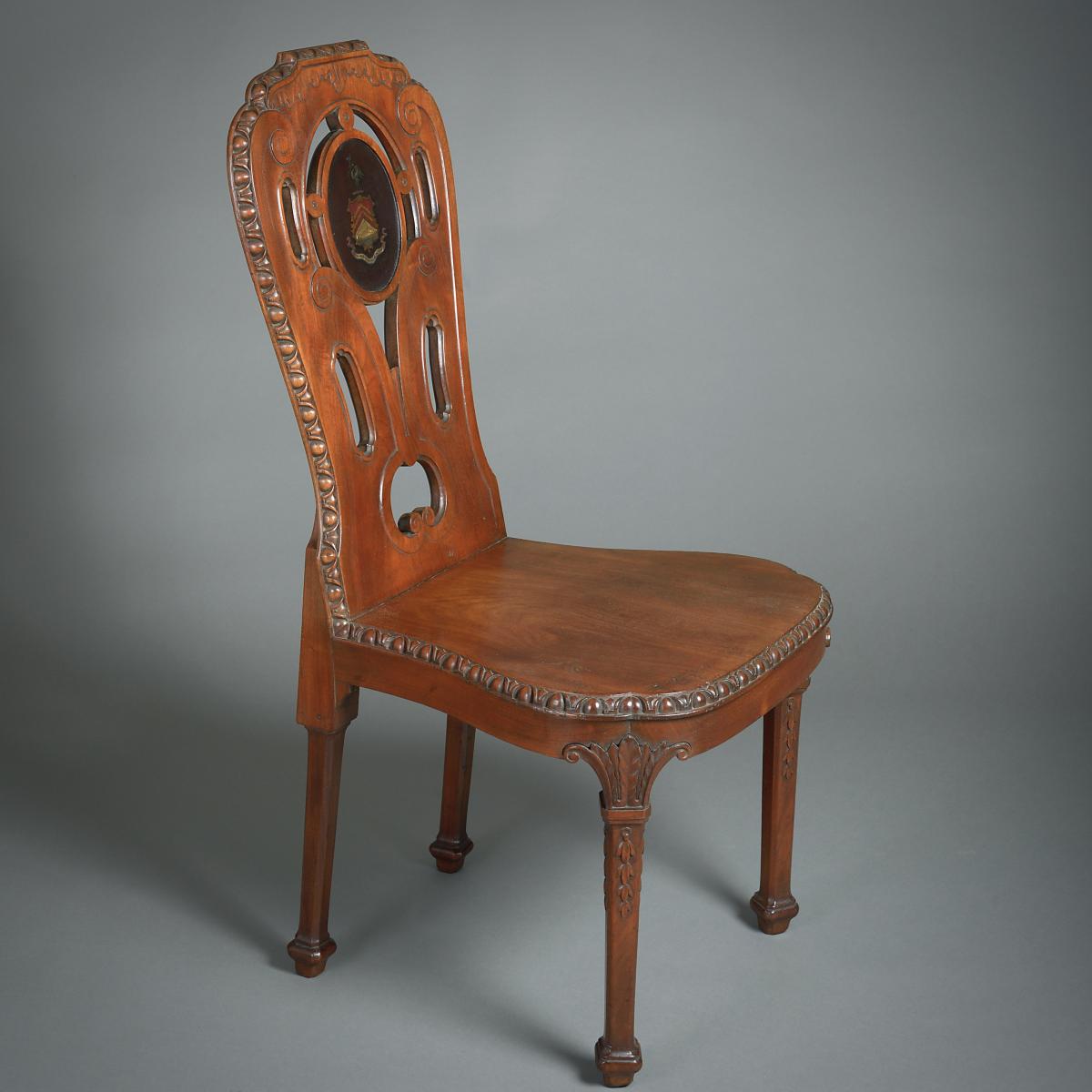 George II mahogany hall chairs