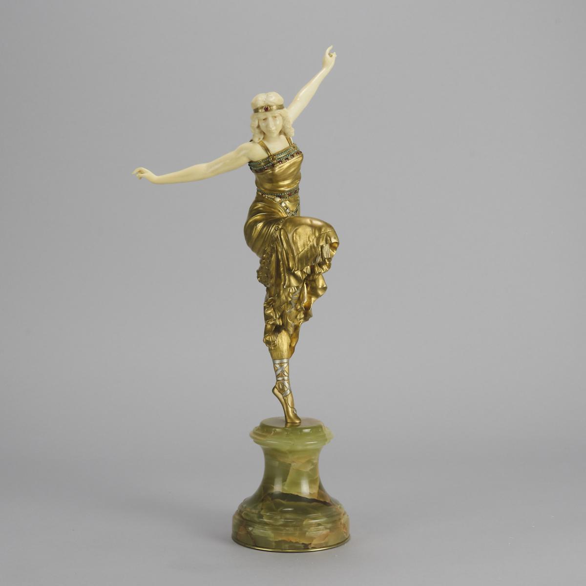 Early 20th Century Chryselephantine Sculpture entitled "Russian Dancer" by Paul Philippe