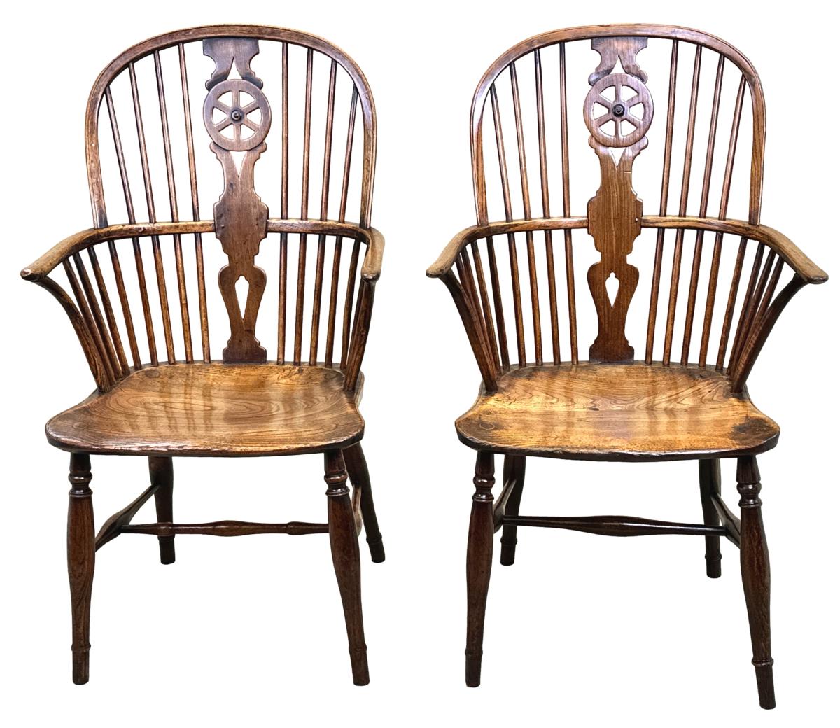 Pair Of 19th Century Wheelback Windsor Armchairs