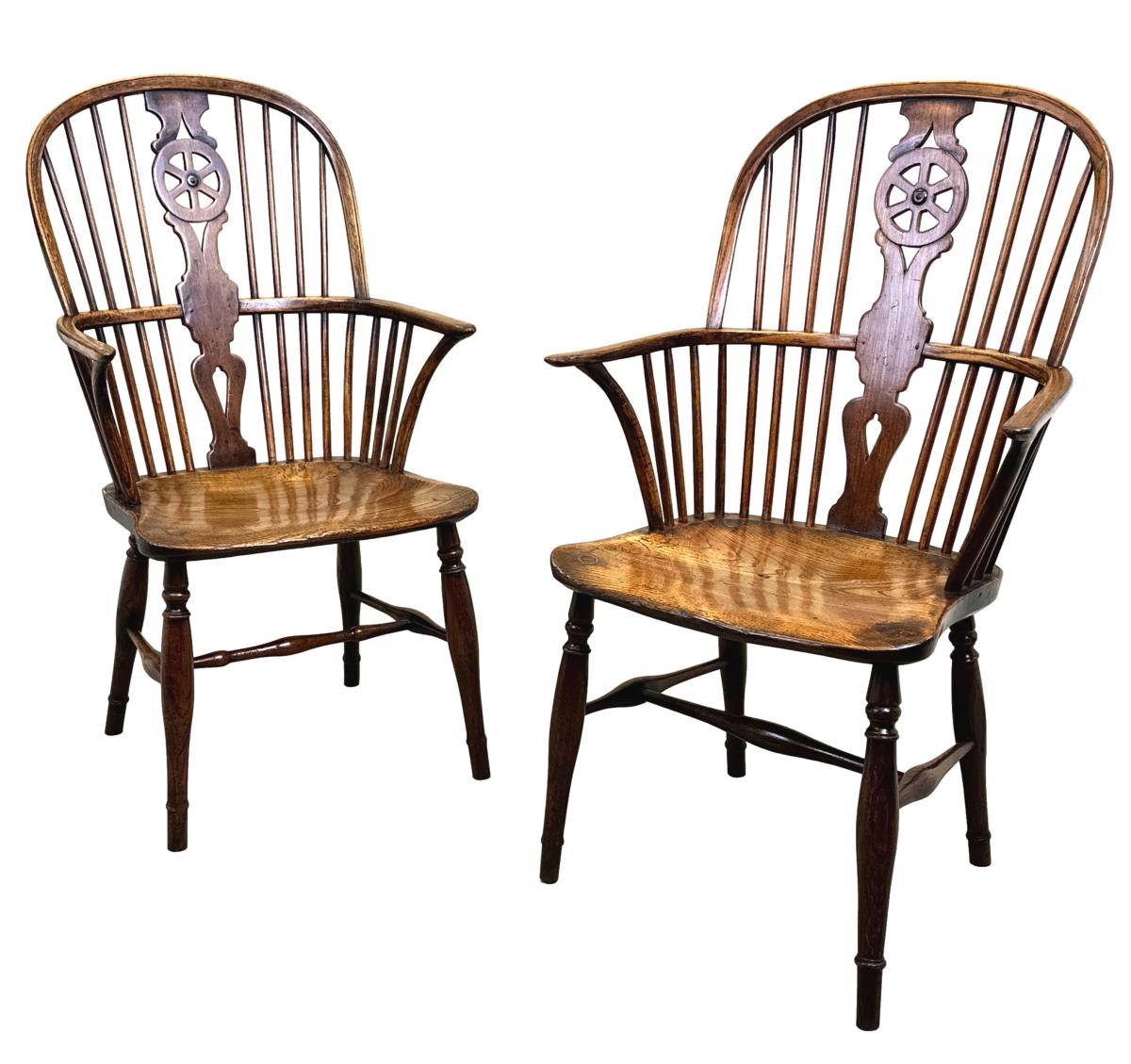 Pair Of 19th Century Wheelback Windsor Armchairs