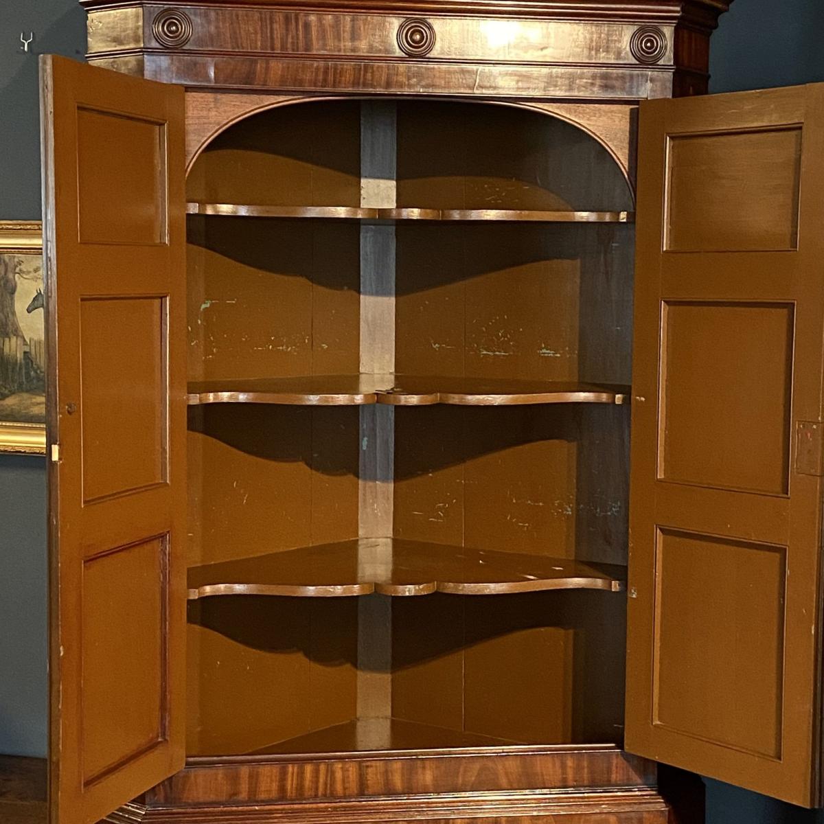 George III Period Mahogany Standing Corner Cupboard