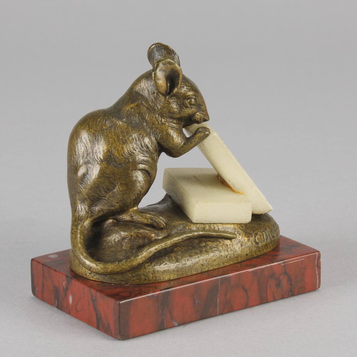 Early 20th Century French Animalier Bronze entitled "Mouse And Cheese" by Clovis Masson