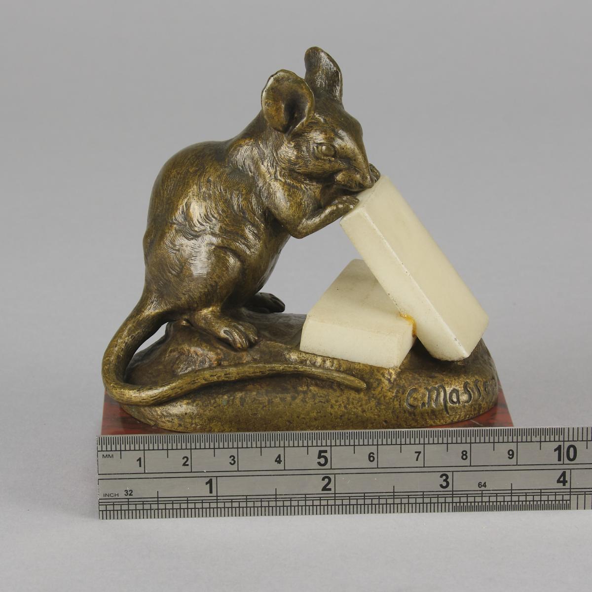 Early 20th Century French Animalier Bronze entitled "Mouse And Cheese" by Clovis Masson