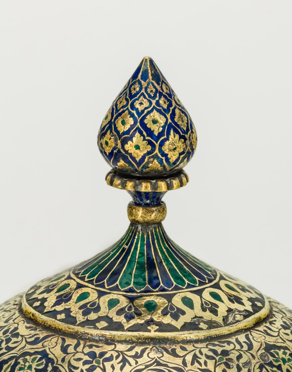 Enamelled Silver Gilt Bowl and Cover