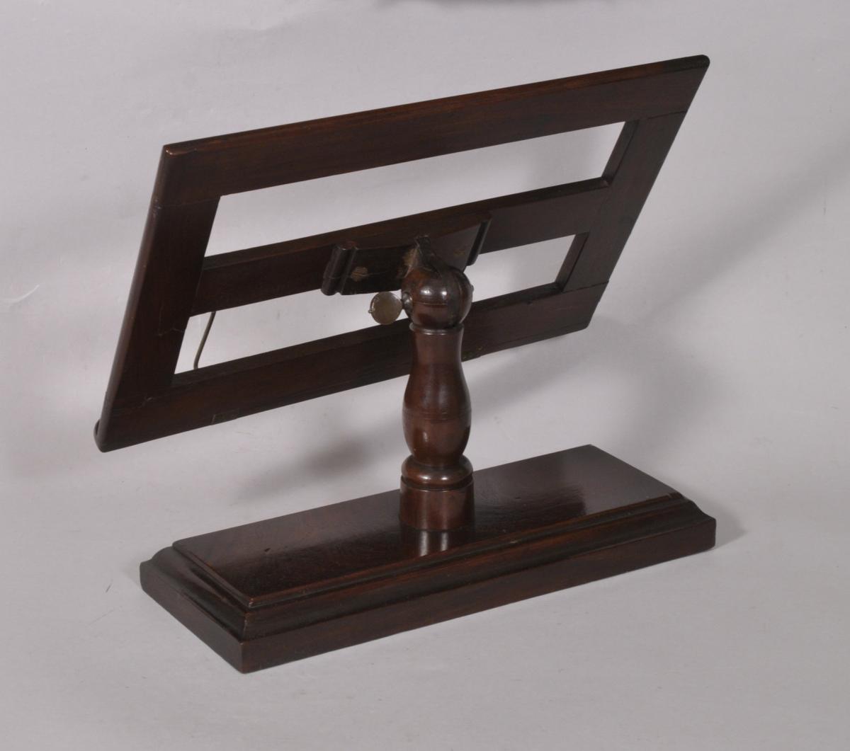 S/5624 Antique Treen Early 19th Century Adjustable Mahogany Table Top Book Rest