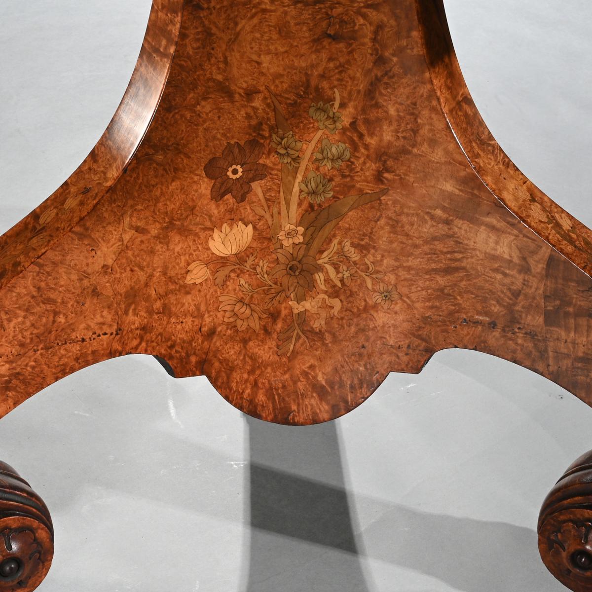 Burl Amboyna and Marquetry Centre Table