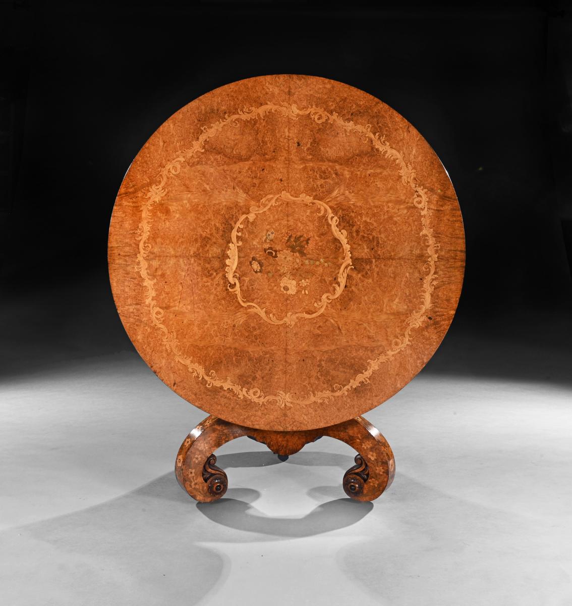 Burl Amboyna and Marquetry Centre Table