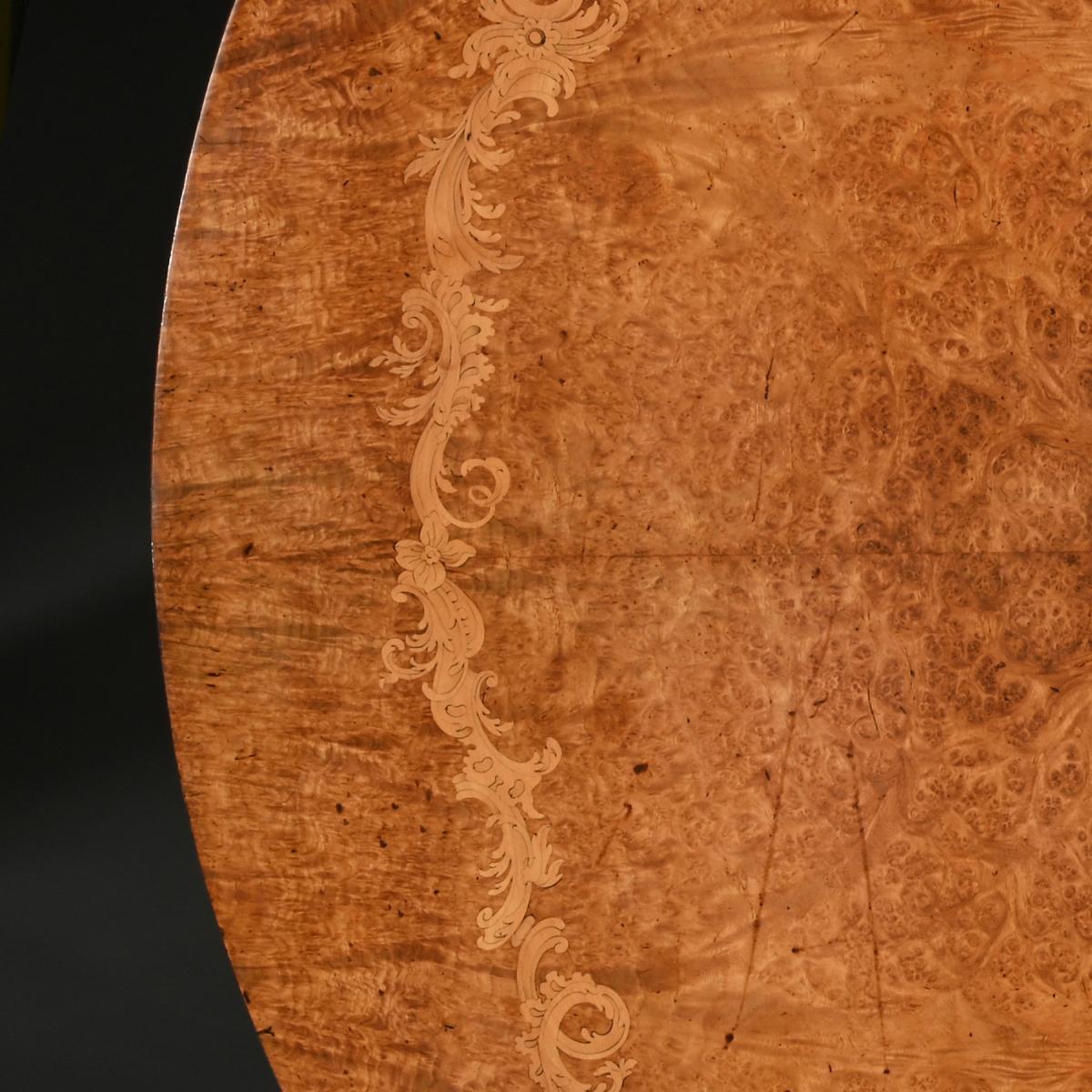 Burl Amboyna and Marquetry Centre Table