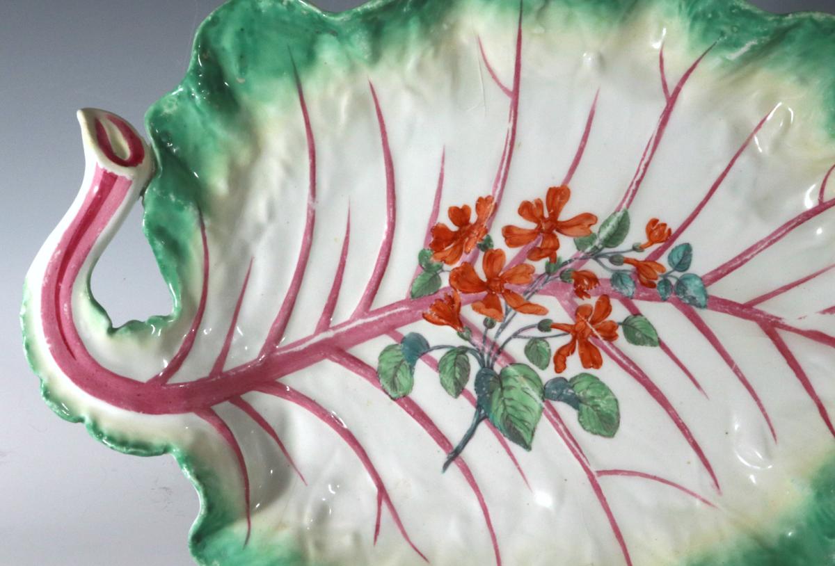 Chelsea Porcelain Botanical Dish, Brown Anchor Period Circa 1758-60