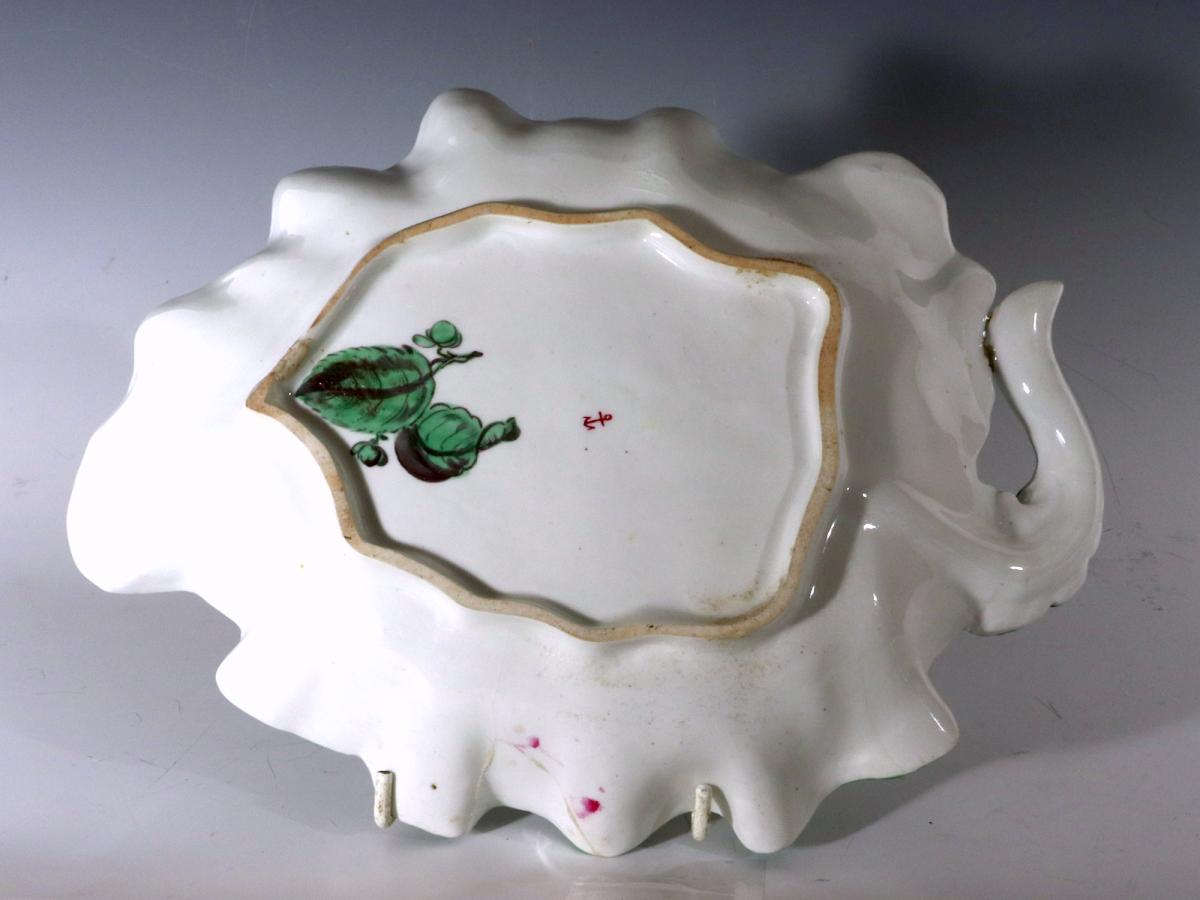 Chelsea Porcelain Botanical Dish, Brown Anchor Period Circa 1758-60
