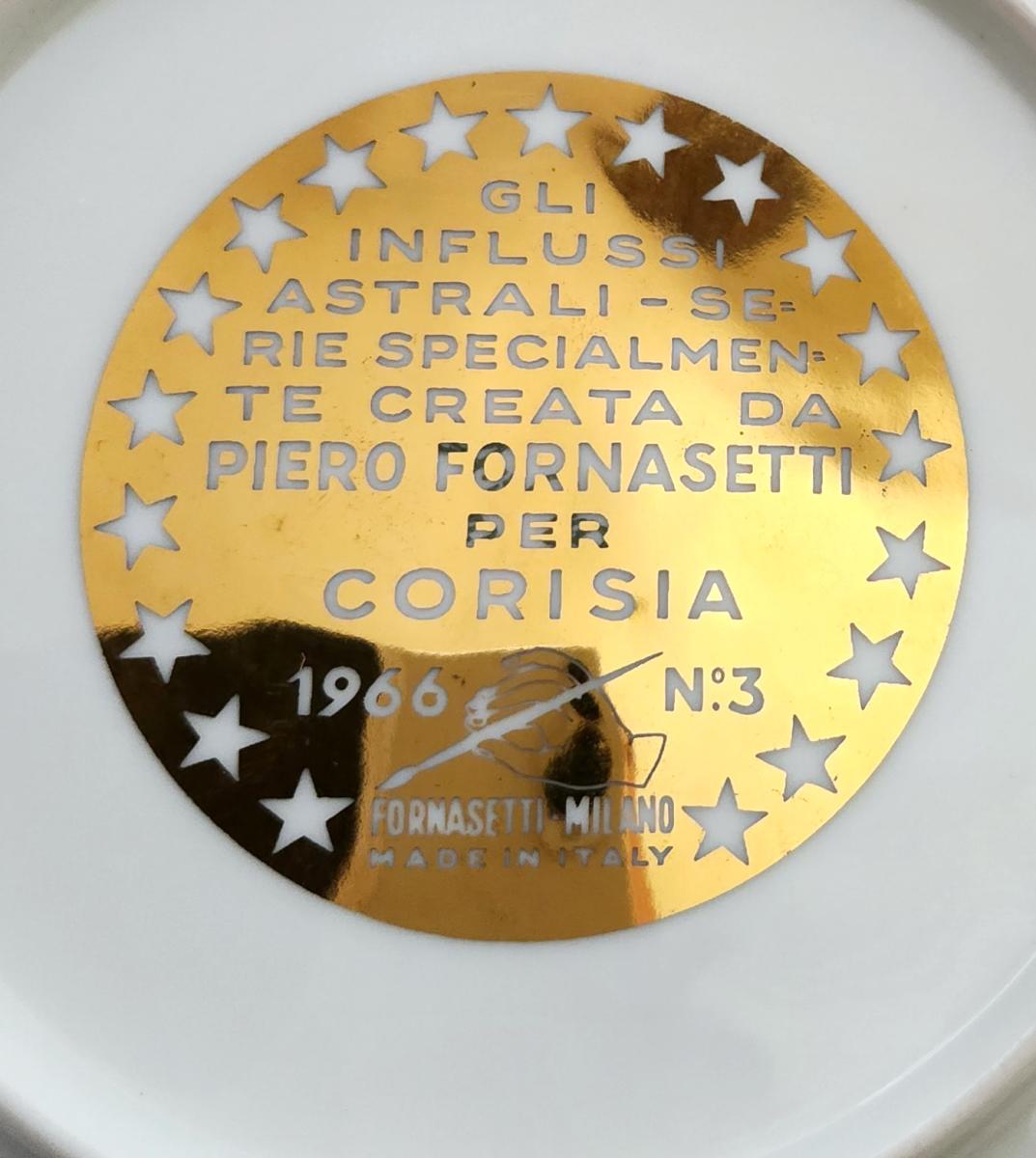 Piero Fornasetti Zodiac Porcelain Plate, Astrological Sign- Aquarius, Astrali Pattern, Number 3 Made for Corisia in 1966.