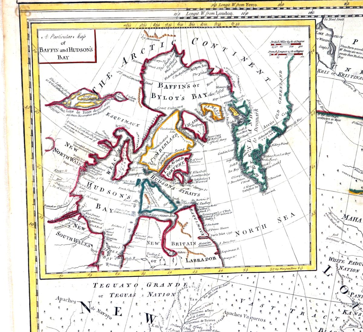 A New Map of North America, with the West India Islands...according to the latest surveys, and corrected from the original materials, of Goverr. Pownall, Member of Parliamt