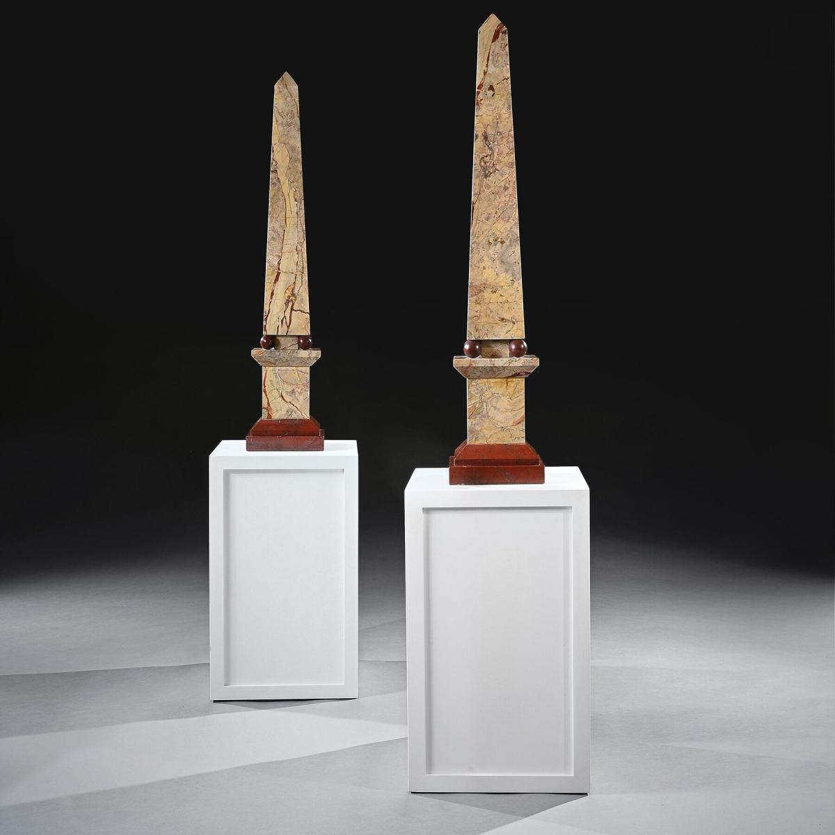 Portasanta And Rosso Antico Marble Obelisks