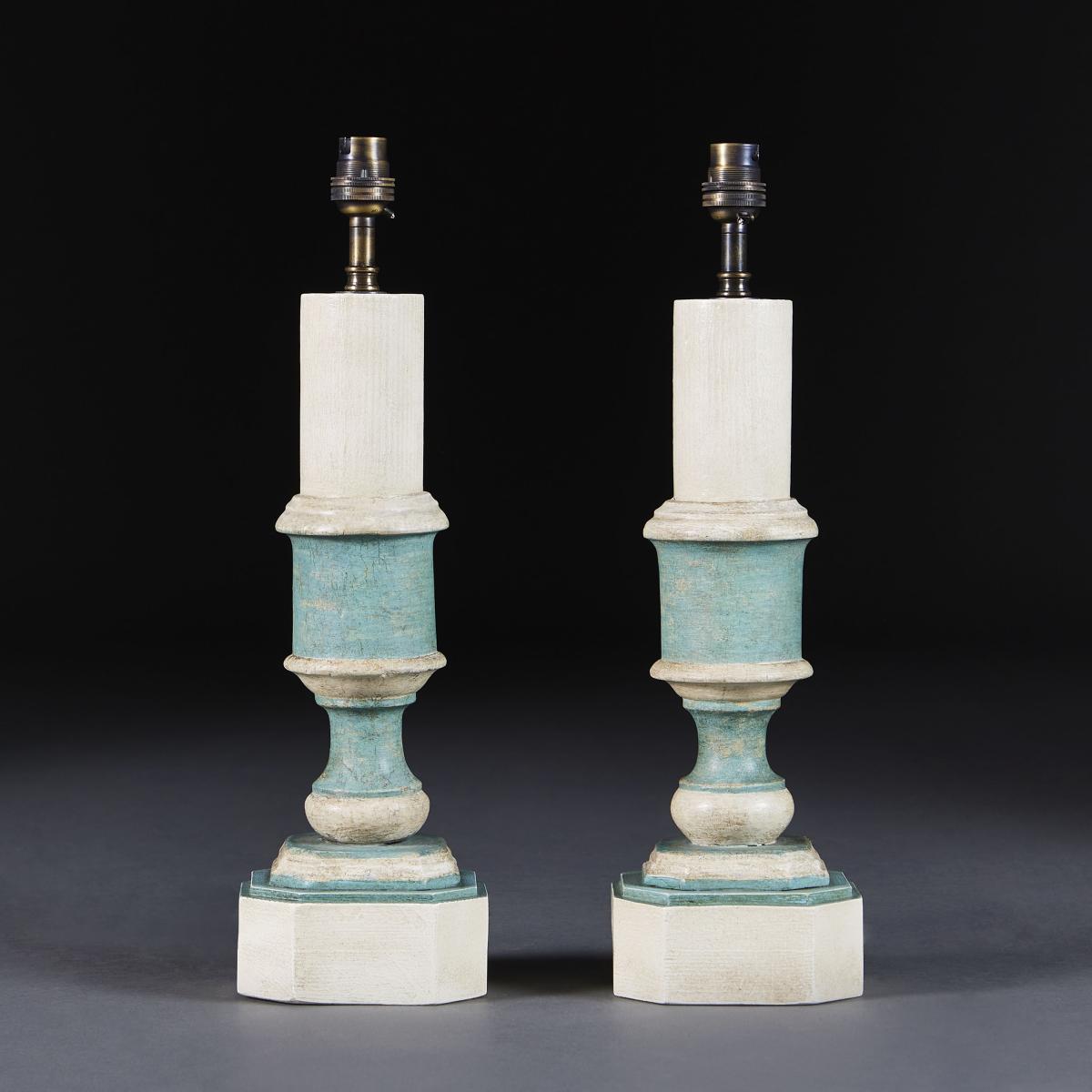A Pair of Painted Italian Bedside Lamps