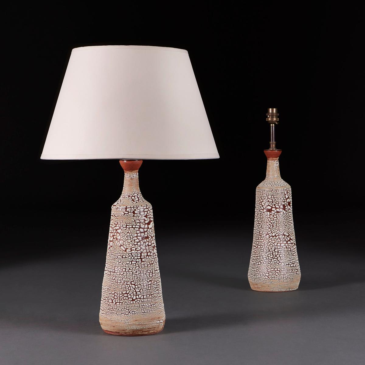 A Pair of Terracotta Art Pottery Lamps