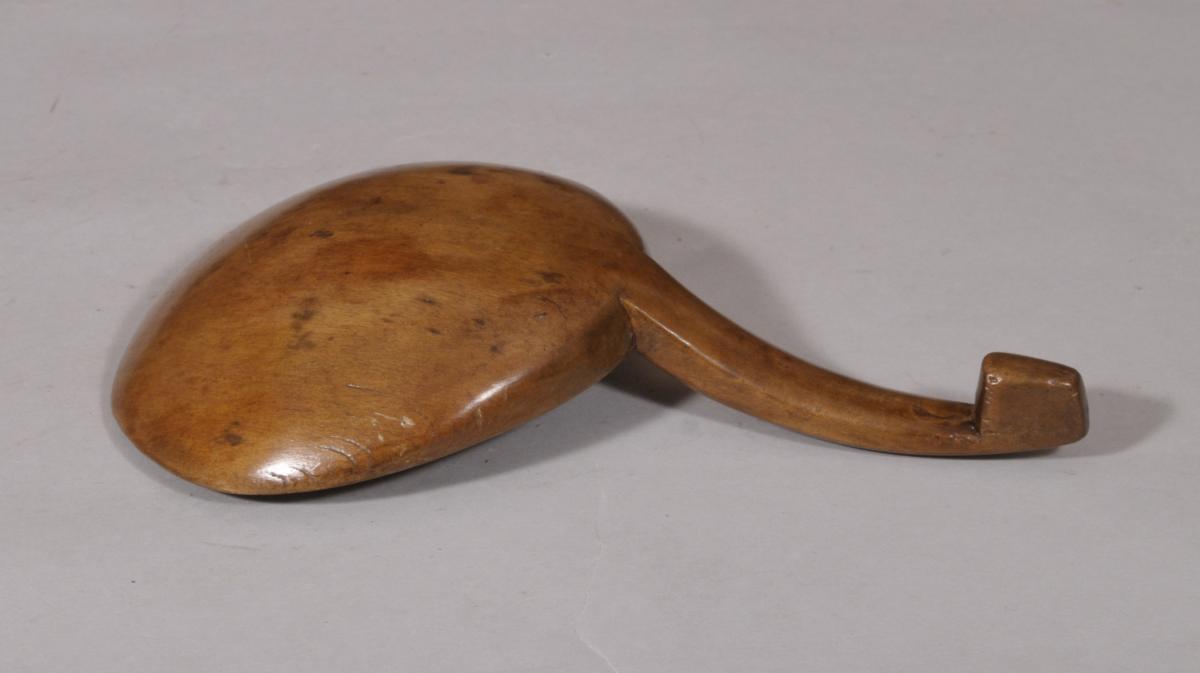 S/5659 Antique Treen 19th Century Pear Wood Cream Ladle