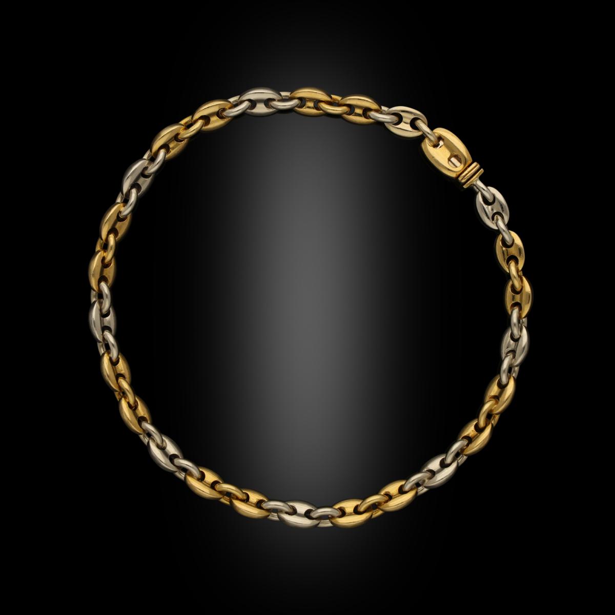Cartier Two-Tone 18ct Gold Mariner Link Long Chain Necklace And Bracelet Circa 1990s