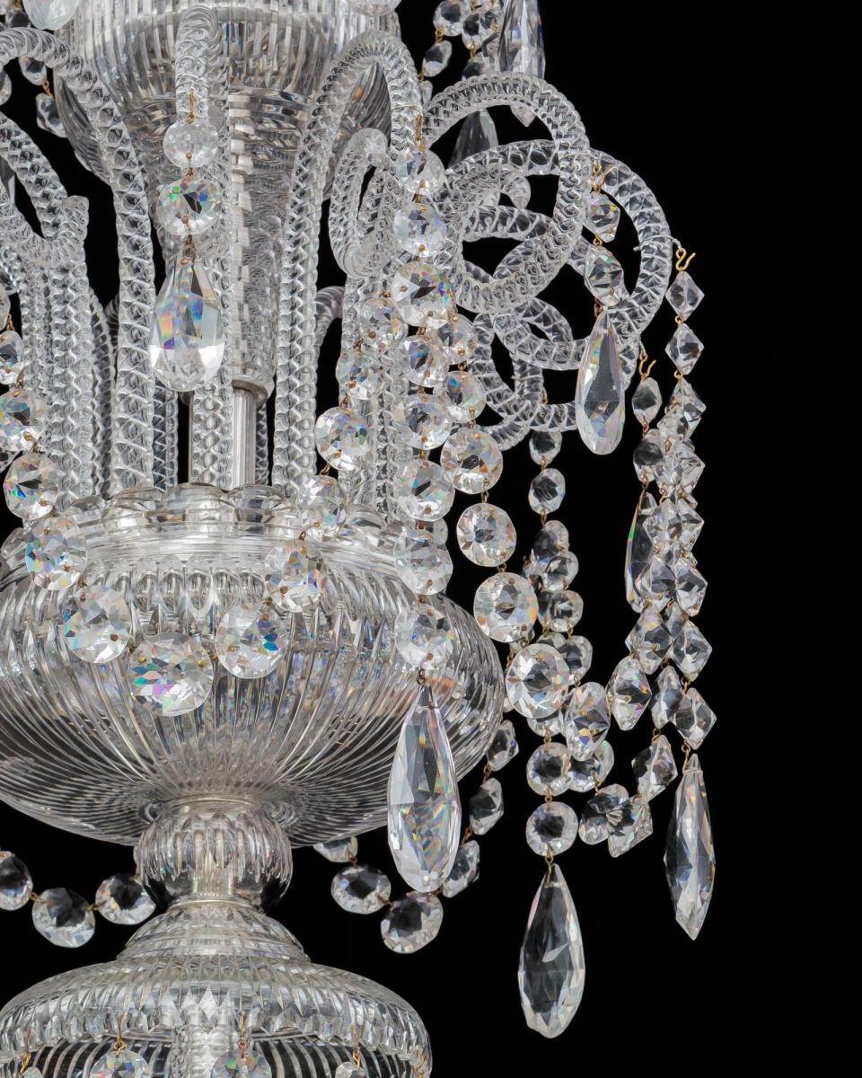 A Large Twenty-Four Light Cut Glass Victorian Chandelier By Perry & Co London