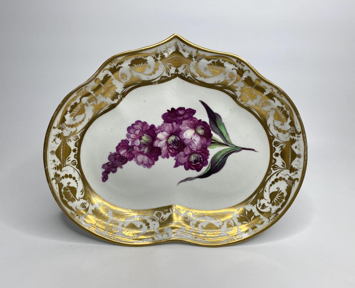 Derby porcelain botanical dish, William ‘Quacker’ Pegg, circa 1815
