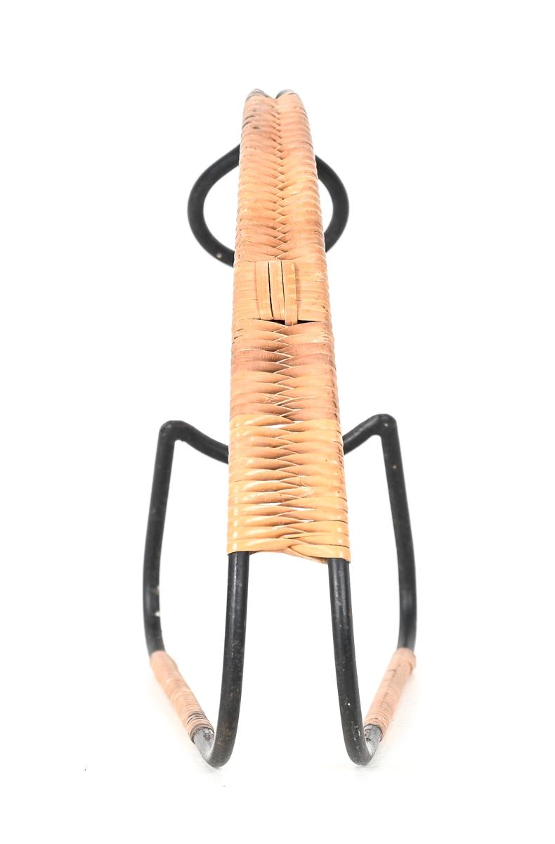 Vintage metal and rattan bottle holder by Laurids Lonborg circa 1960