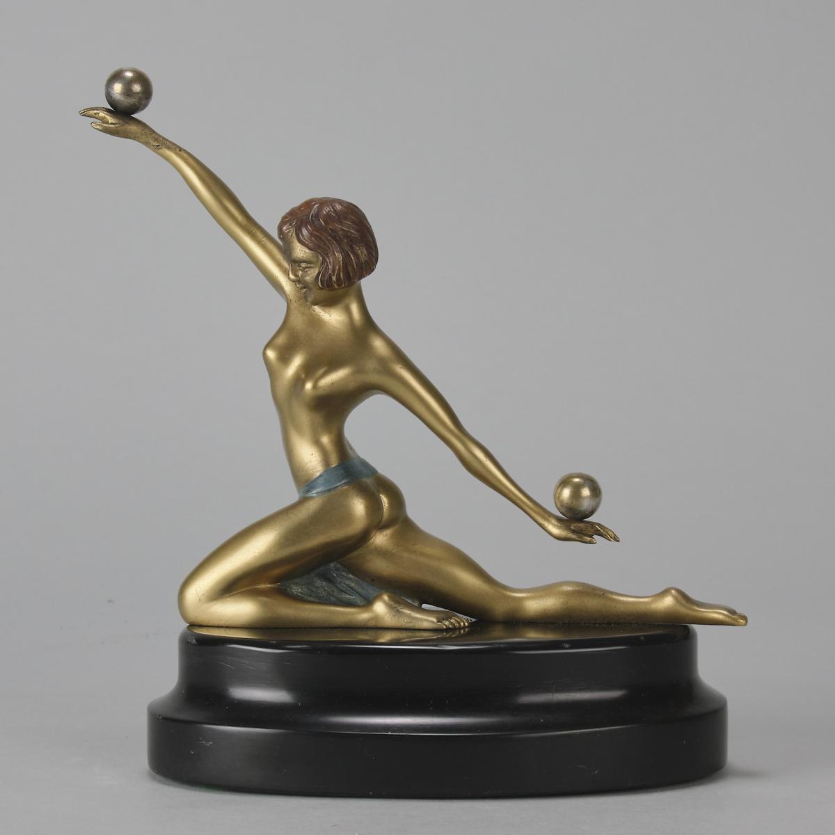Early 20th Century Cold-Painted Art Deco Sculpture entitled "Deco Dancer"
