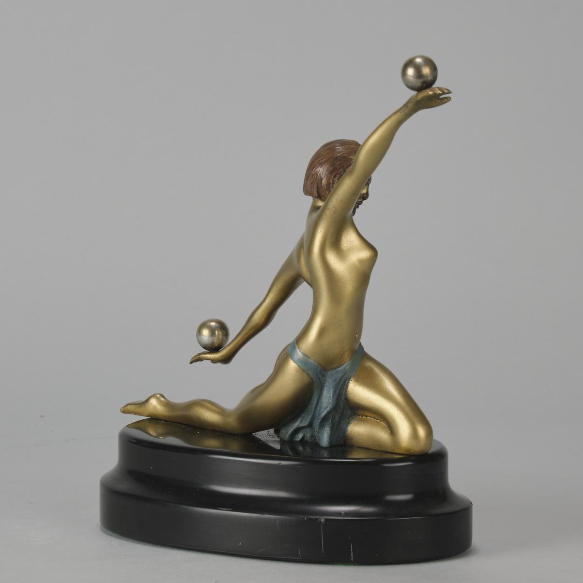 Early 20th Century Cold-Painted Art Deco Sculpture entitled "Deco Dancer"