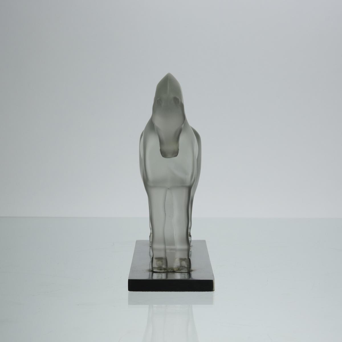20th Century Frosted Glass Sculpture entitled "Cheval Debout" by Marc Lalique