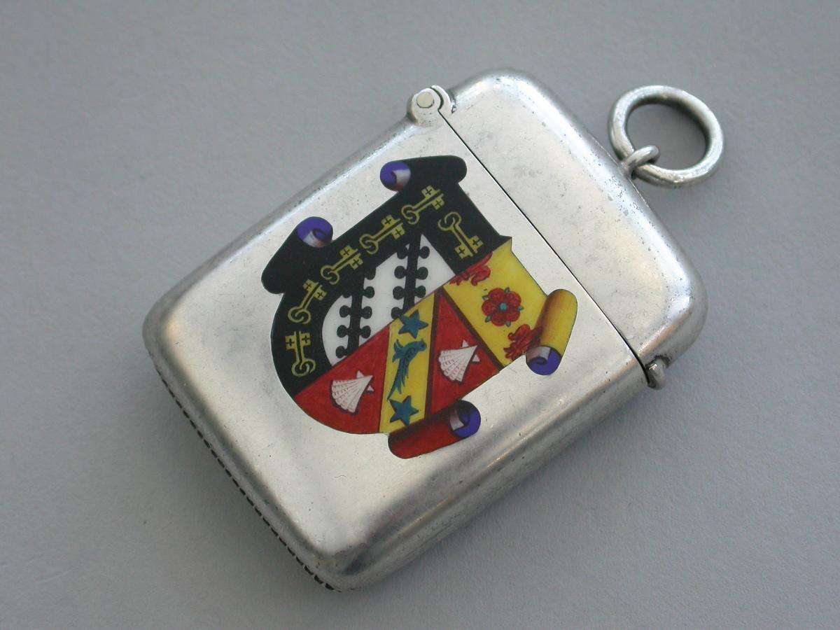 Victorian Silver and Enamel Exeter College Boat Club Vesta Case