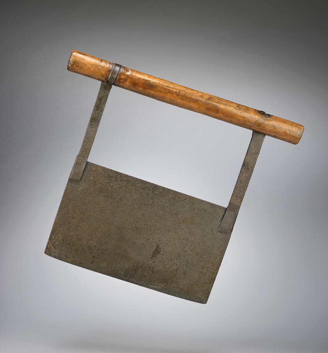Of Traditional Form with Original Wooden Handle  Wrought Sheet Metal and Well Patinated Wood  Northern European, c.1850